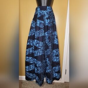 Francis + Benedict 100% Cotton Blue and Black Pleated Maxi Skirt sz XS